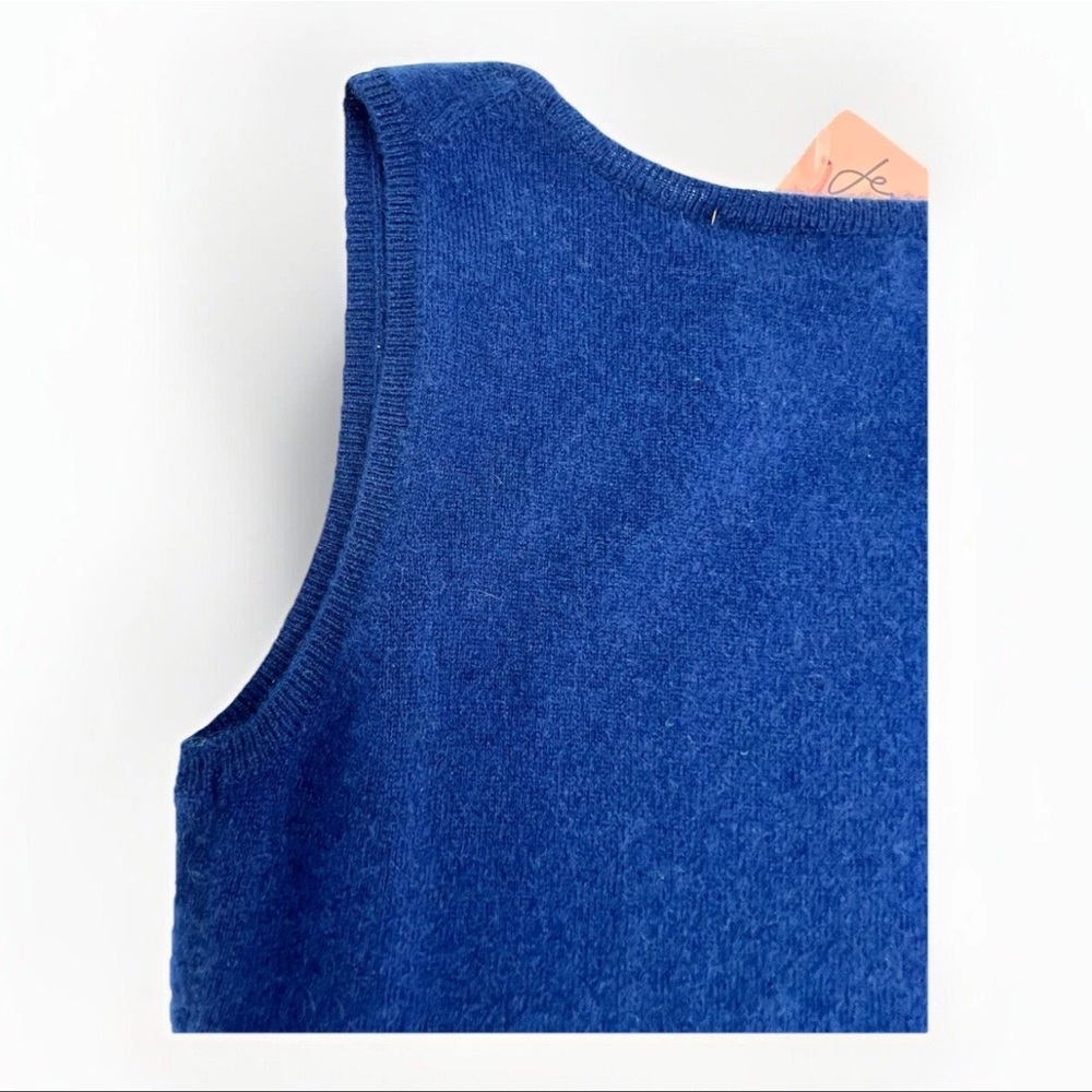 Jennifer Tyler 100% Cashmere Knit Tank Top Women’s XS Couture Navy Blue NWT - Picture 8 of 14